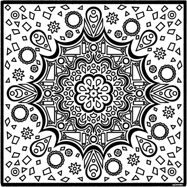 Abstract Confetti Shape Mandala