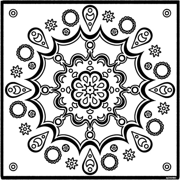Moon and Stars Simple Colouring Page